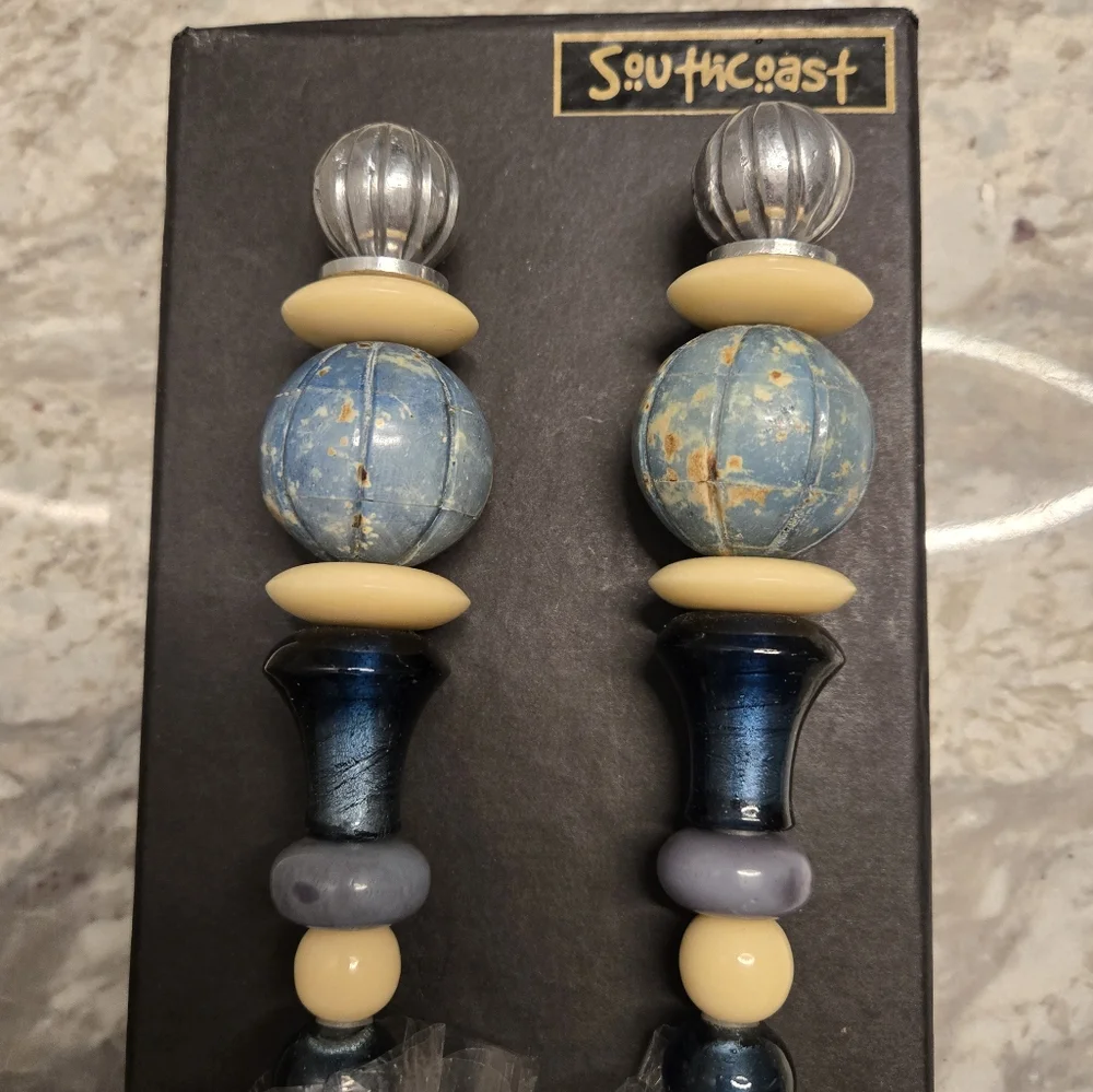 SouthCoast Beaded Handle Stainless Steel Salad Servers NEW Original Box